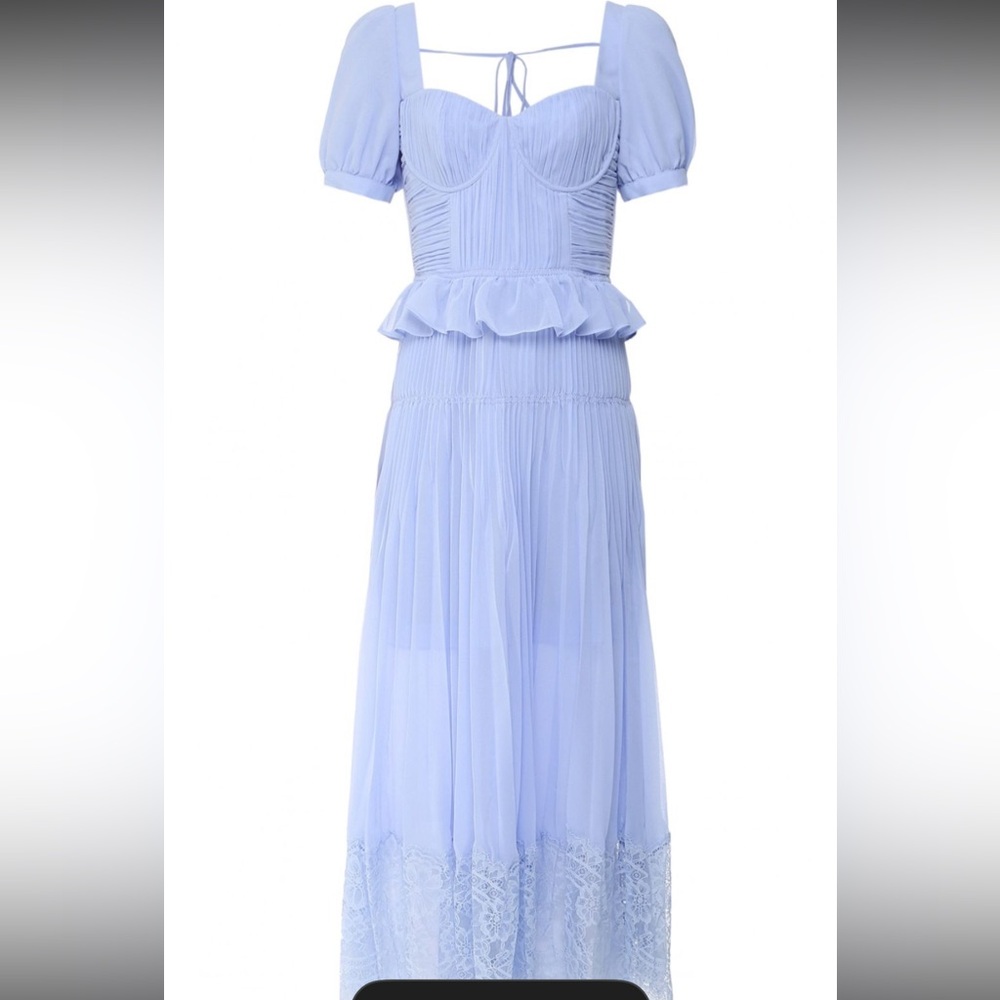 Self-Portrait Light Blue Midi Dress